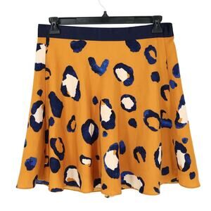 Phillip Lim 3.1 Target Skirt Womens 14 Orange Navy Blue Lined Flare Knee Length